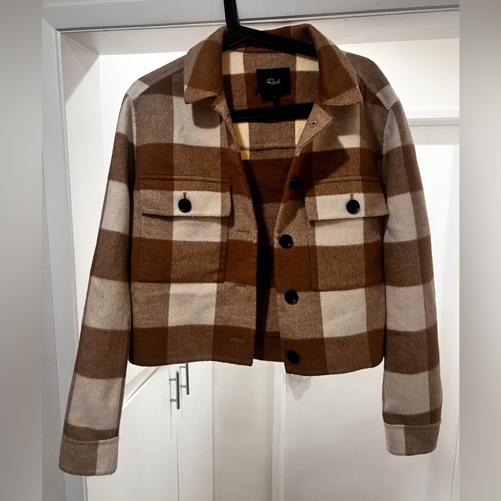 Plaid Brown and Cream Crop Jacket